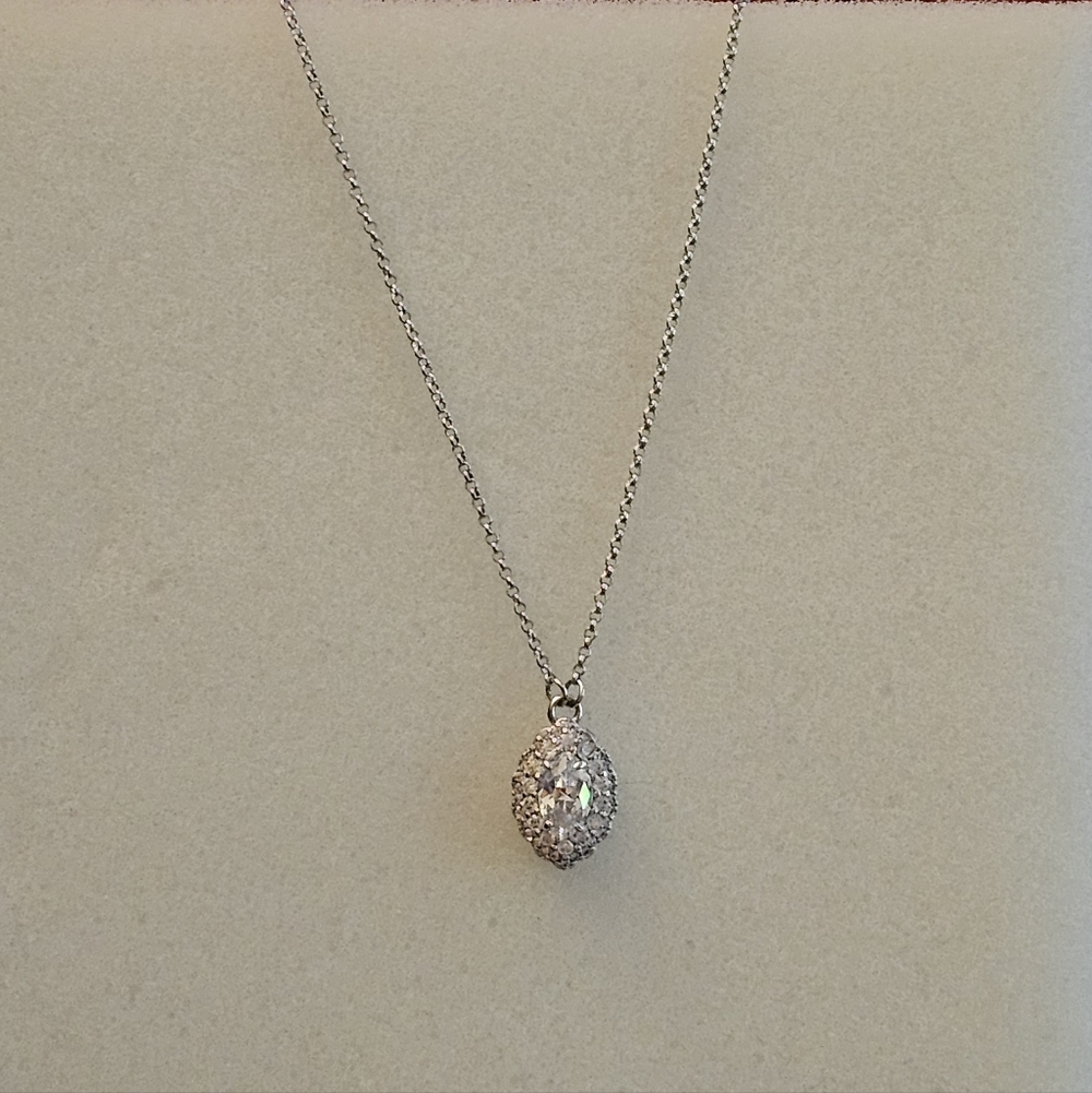 Silver Chain With Diamond Cz Pendant
